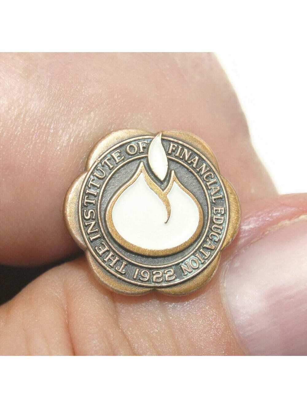 Vintage Gold Tone & White Enamel 1922 Institute of Financial Education Pin.